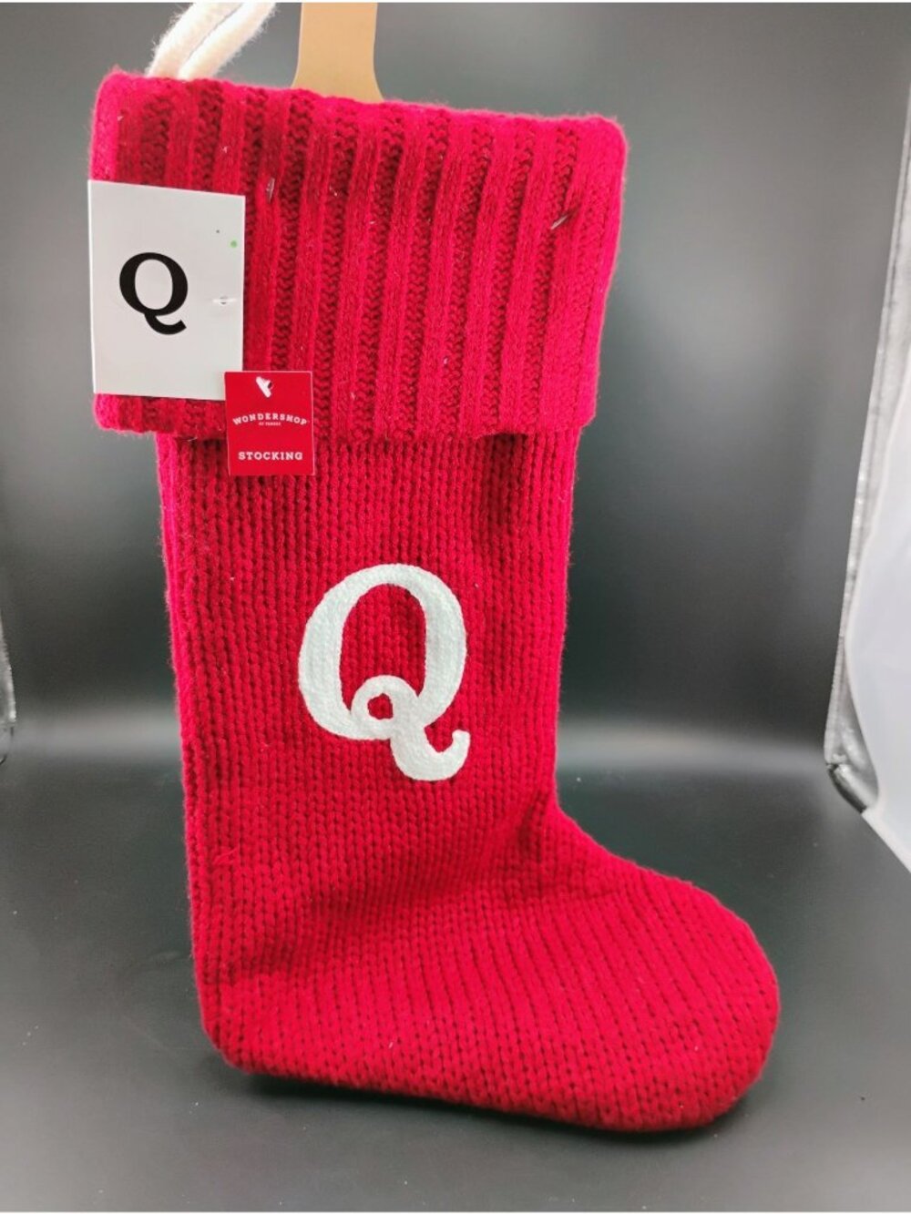 Christmas Knit Stocking With Letter "Q" Wondershop Red